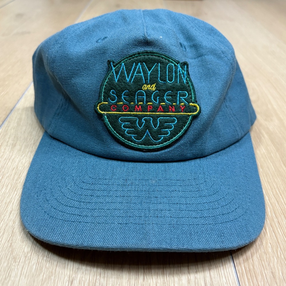 Seager Co x Waylon Jennings Outlaw Country Blue Canvas Snapback Hat Cap OSFM
